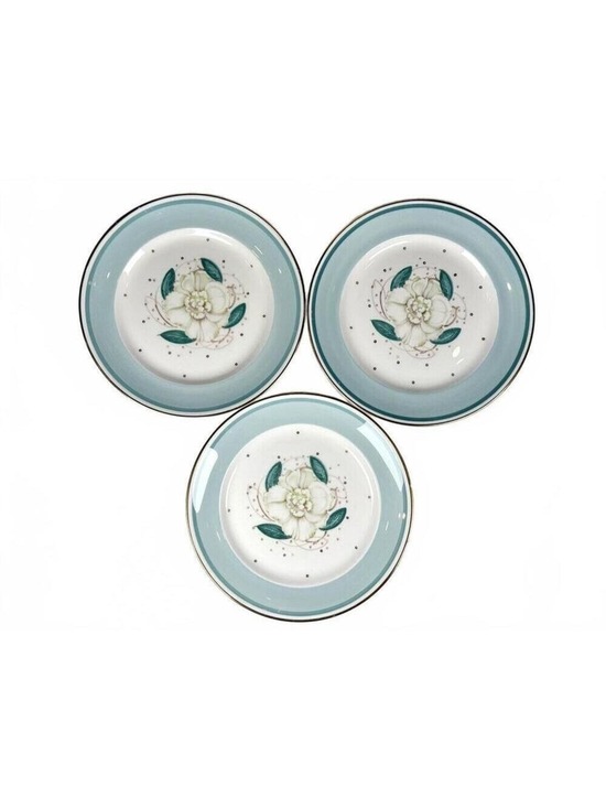 Other - Set of 3 vintage Susie Cooper Gardenia Bone China England Teal Gold 8 in Plates
